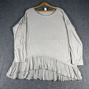 Sundance Boho Tunic Top XL Silk  Ruffle Lagenlook Trim Mixed Media  Minimalist